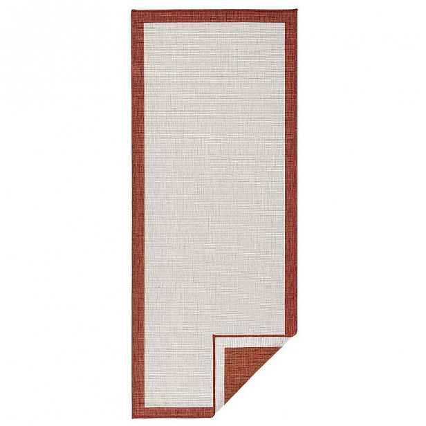 Červeno-krémový venkovní koberec Bougari Panama, 80 x 350 cm