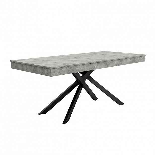 Modfu JÍDELNÍ stůl z MDF a kovu 180x80x76 cm šedý rozkládací se zesílenou deskou a křížovou podnoží