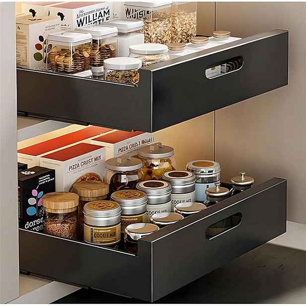 Organizér do kuchyňských skříněk Výsuvná šuplík 43x30 cm Černý 2 kusy