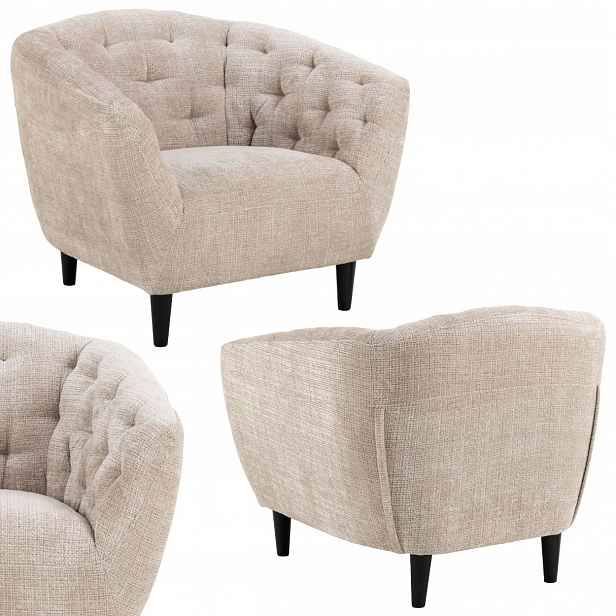 Pikované Křeslo pohodlné velké do obývacího pokoje kanceláře béžové glamour