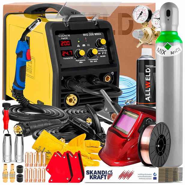 Poloautomatický Magnum Mig 208 Mma 230V 200A Tig Lift Flux Pro Ocel A Hliník