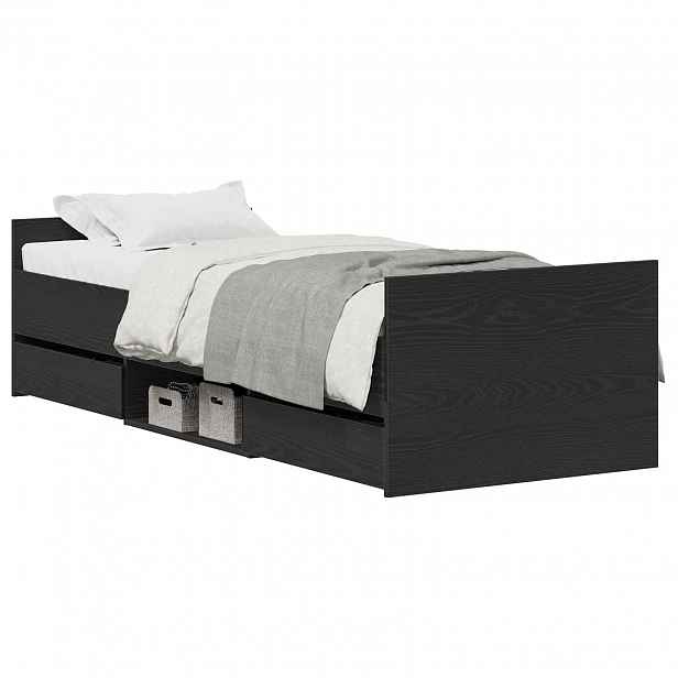 vidaXL Rám postele s čelo Černý dub 193 x 78 x 50 cm Kompozitní dřevo