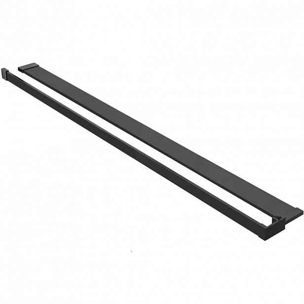 Polička/držák na ručníky pro sprchovou zástěnu Walk-In - 8-10 mm - černá matná - 30 až 160 cm