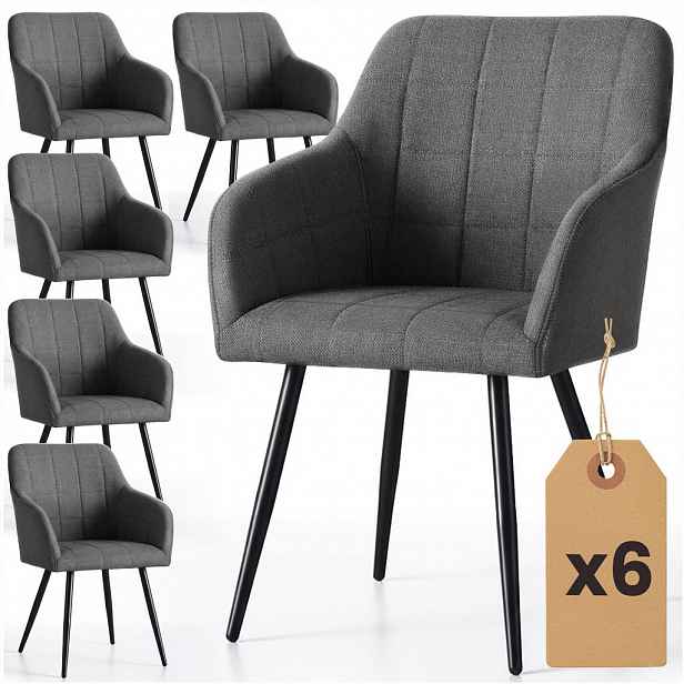 RAUMHIRSCH FURNITURE ČALOUNĚNÁ ŽIDLE, sada 6 ks, kovové nohy grafitová, černá, x 54/82/58