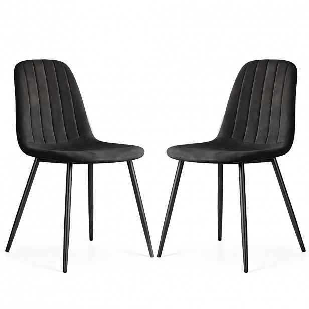 Set 2x prošívaná jídelní židle LIROLIA - černá / černá