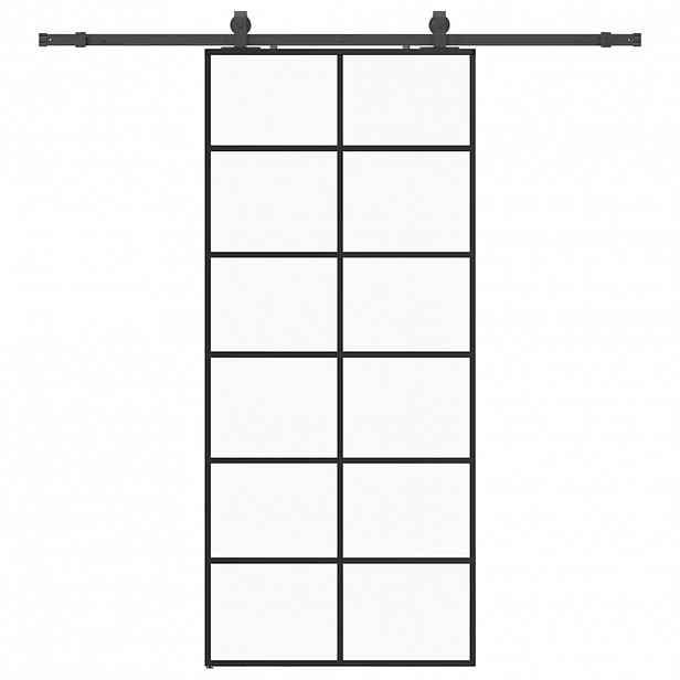 vidaXL Posuvné dveře se sadou kování černé 90x205 cm ESG Glass