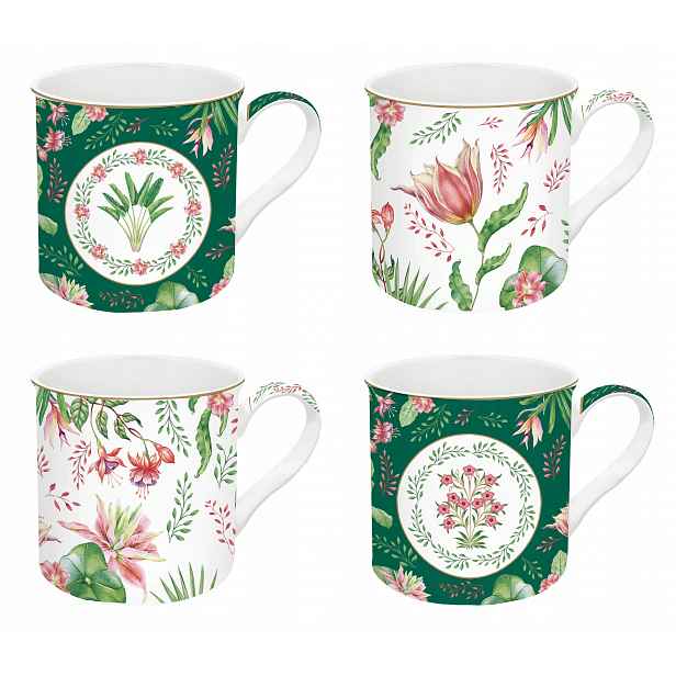 4 x velké hrnky 300 ml, minimalismus, barevné květiny jako dárek