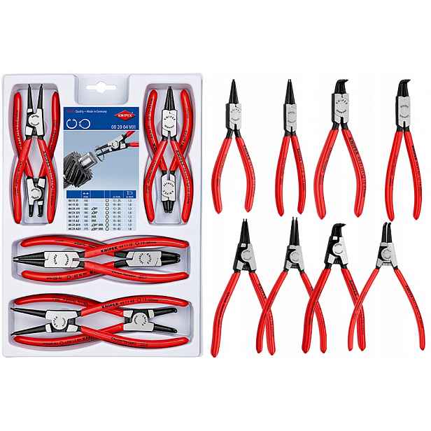 Kleště na kroužky Segera sada Knipex 8ks 10-60 mm vnitřní vnější kufr