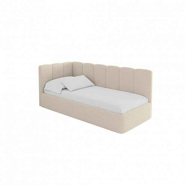 ALTDECOR JEDNOLŮŽKOVÁ POSTEL pro mládež s úložným prostorem a matrací H3/H4, vpravo - DEXY 100x200 tmavě béžová