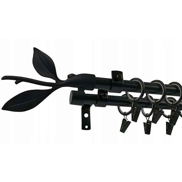 Garnýž Loft dvojitý 16+16 mm Černý 300 cm List