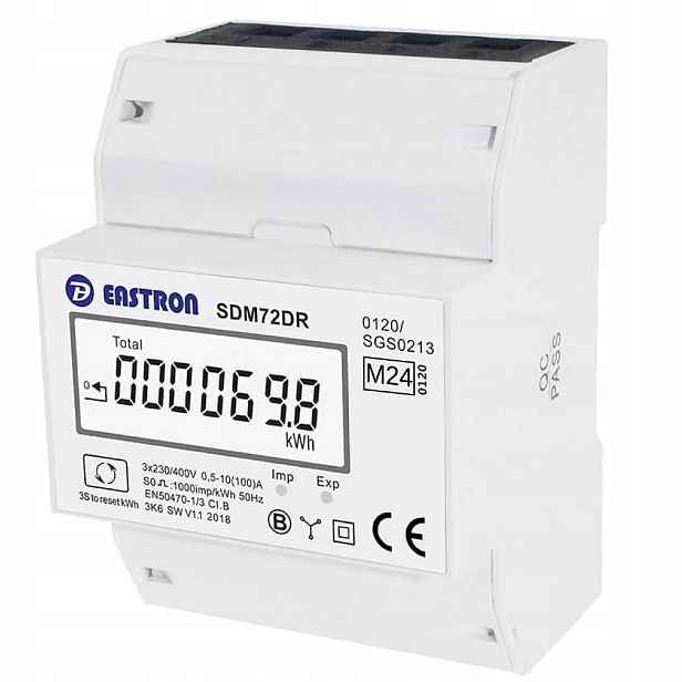 Měřič spotřeby energie Eastron SMD72DR Elektroměr třífázový