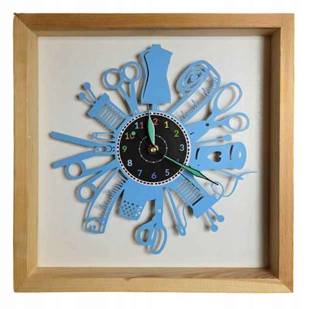 Nástěnné hodiny pro krejčí Rámeček Dřevěný 35x35cm Vinylová deska