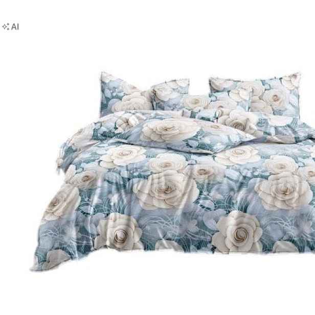 Povlečení Bavlněný satén 200×220 cm – 4 prvky – Květiny-Fashion Home