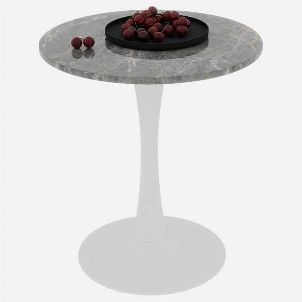 Redom KONFERENČNÍ stolek 70 cm s kulovou deskou z umělého mramoru, moderní minimalistický design a všestranné využití, Antique White/Gray