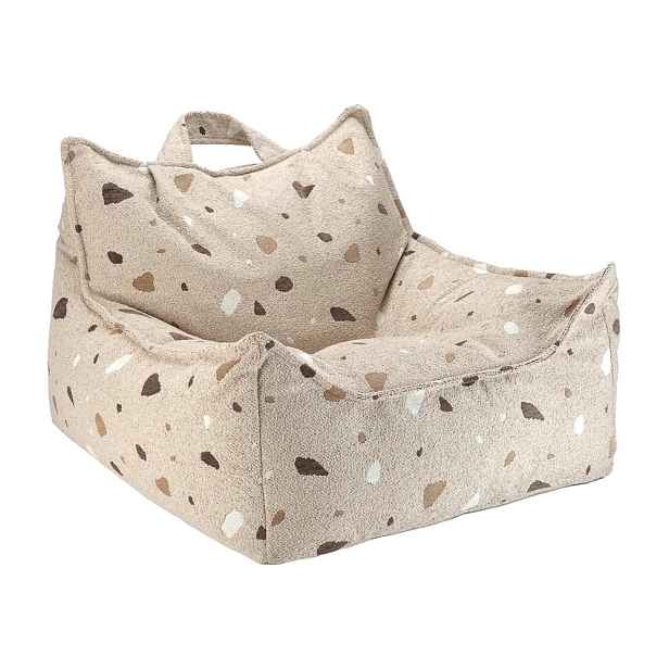Světle hnědý dětský sedací vak z textilie bouclé/žinylkový Terrazzo Chair – Wigiwama