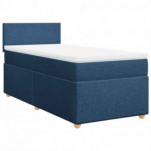 vidaXL Box spring postel s matrací modrá 90x190 cm textil