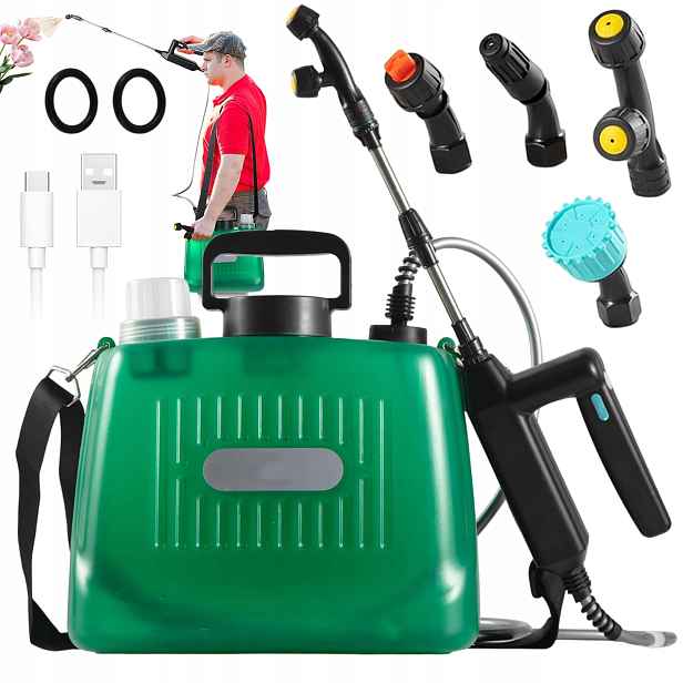Elektrický Postřikovač Na Trávníky A Zahrady 8L Se 4 Try Skami Zelený