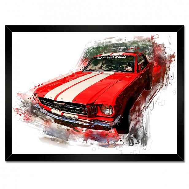 Plakáty v rámu 40x30 Červený Ford Mustang Usa Old School Squad