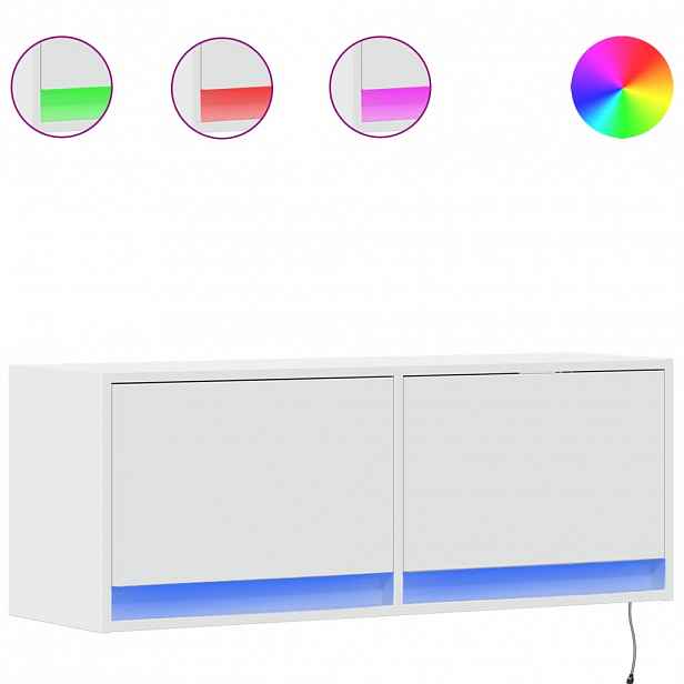 vidaXL Nástěnná TV skříňka s LED osvětlením bílá 100 x 31 x 35 cm