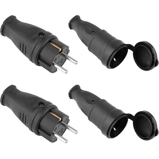 5 kusů přenosných zásuvek z plné gumy IP44 230V 16A