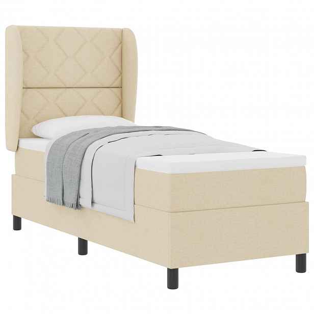 vidaXL Postel s boxspringem s polštářem Krémová 80 x 200 cm textil