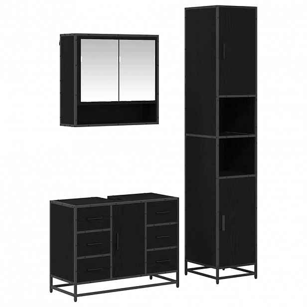 vidaXL Sada koupelnového nábytku 3 ks Černý dub 90 x 33 x 60 cm