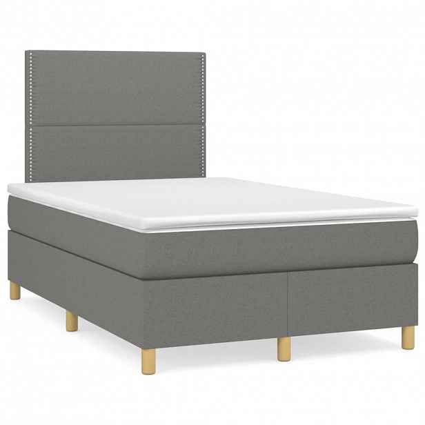 vidaXL Box spring postel s matrací tmavě šedá 120x200 cm textil