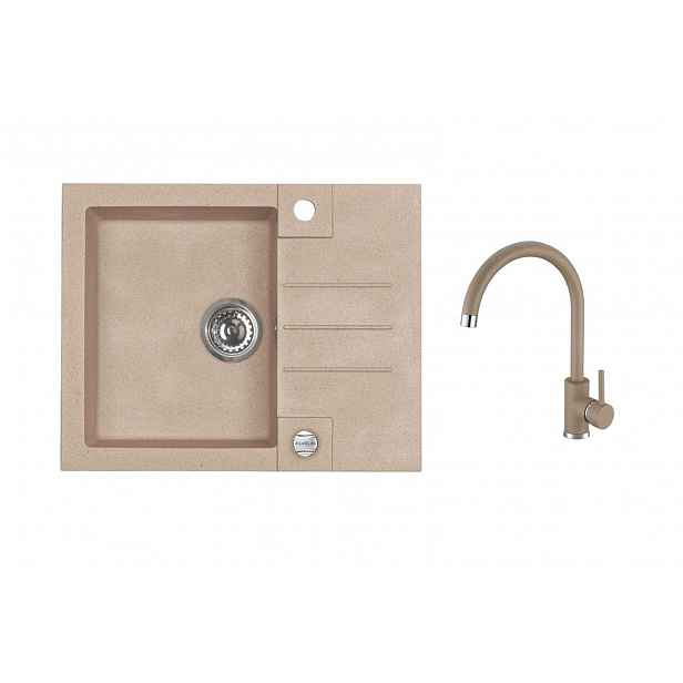 Alveus - Set dřezu Rock 30 a baterie Kati, s ovládáním odpadu, beige SETA25871