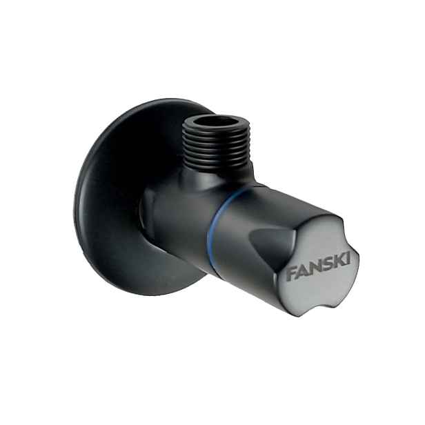 Fanski FA2760-AP004B-S černý rohový keramický ventil 1/2" x 3/8" se sítkem, modré značení