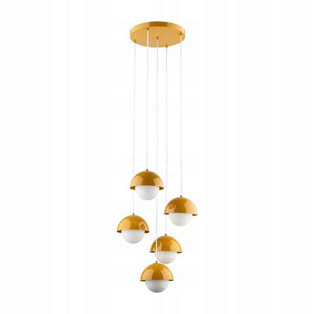 Závěsná Lampa S 5 Stínidly, Barva Bílá Okrová Nad Stůl 5 X G9 Tk Lighting