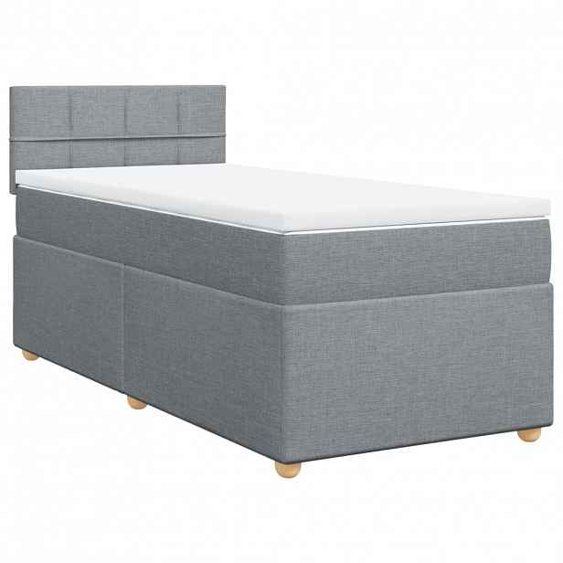 vidaXL Box spring postel s matrací světle šedá 90x190 cm textil