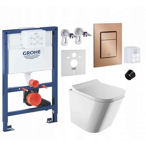 7v1 Podomítkový Wc set, rám Grohe 820 mm Wc mísa Rim Omnires tlačítko
