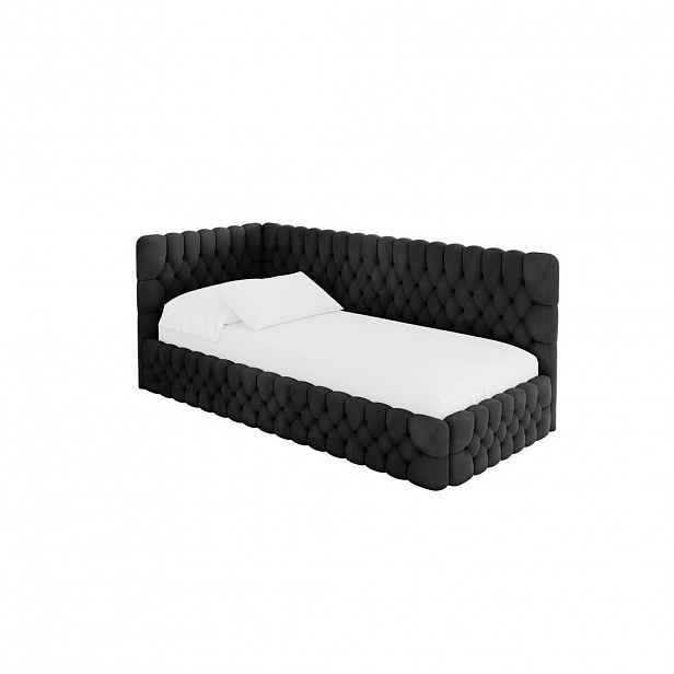 ALTDECOR JEDNOLŮŽKOVÁ POSTEL pro mládež s úložným prostorem, vpravo - MULY 80x200 černá