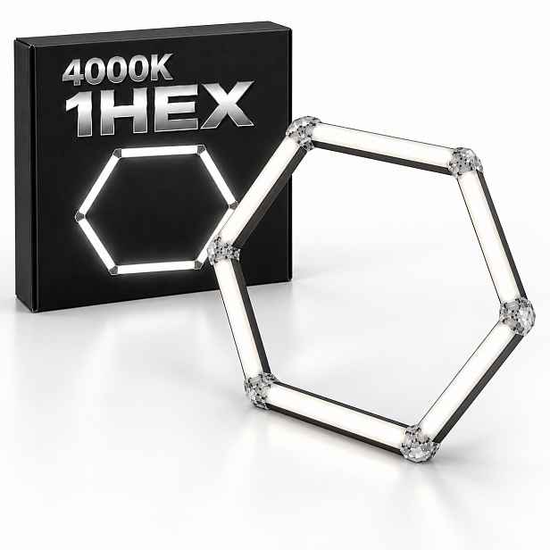 Jednoduchý Led hexagon černý 42W 4000K 92x79 Cm detailingová garáž