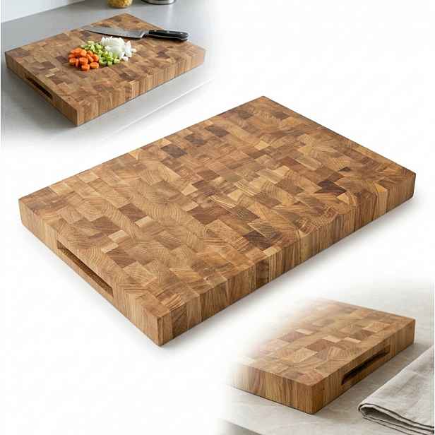 Krájecí deska End Grain Štorcová Dubová olejovaná 50x35x4 pevná Blok