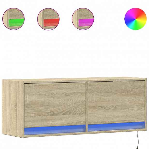 vidaXL Nástěnná TV skříňka s LED osvětlením dub sonoma 100x31x35 cm