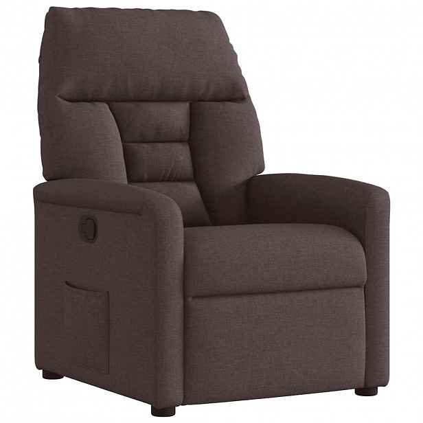 vidaXL Polohovací křeslo tmavě hnědé textil