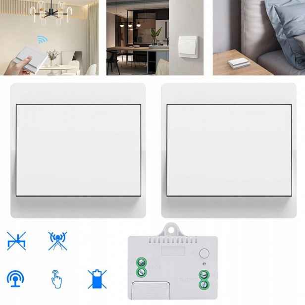 Bezbateriový bezdrátový spínač světel 2x vysílač 1x přijímač 230V