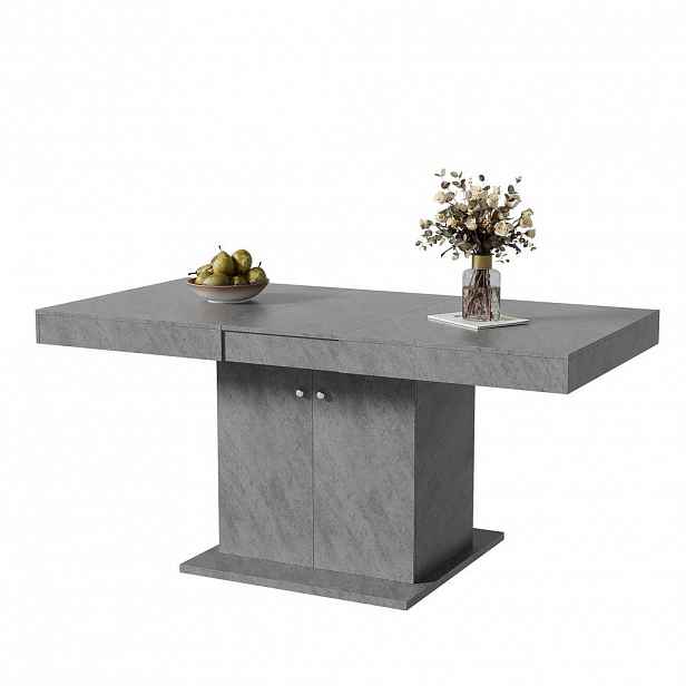 Modfu JÍDELNÍ stůl 180x80x76 cm šedý z dřevotřísky s úložným prostorem a výsuvnou deskou