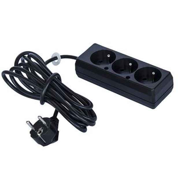 Prodlužovací kabel uzemnění 3 zásuvky 1,5m černý
