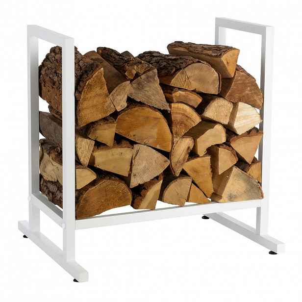 Relaxdays STOJAN Bílý kov na dřevo 62 cm