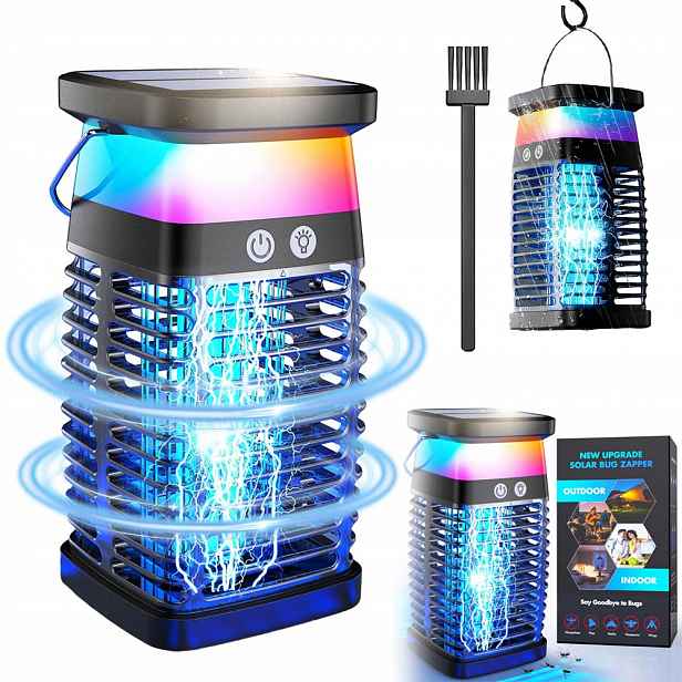 Solární insekticidní lampa Účinná chňapka Vábnička Komáři Mouchy Můry IP68 Rgb