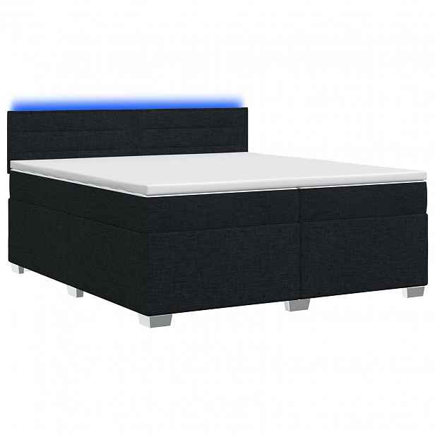 vidaXL Box spring postel s matrací a LED Černá 200 x 200 cm Textil