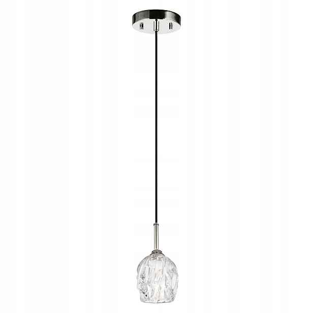Závěsná dekorativní skleněná lampa s niklovým stínidlem do obývacího pokoje nad stůl Feiss