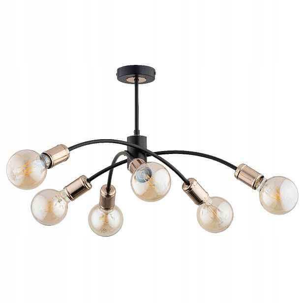Stropní Svítidlo Alfa Ralph 6xE27 Černo-zlatá Industriální 15W IP20