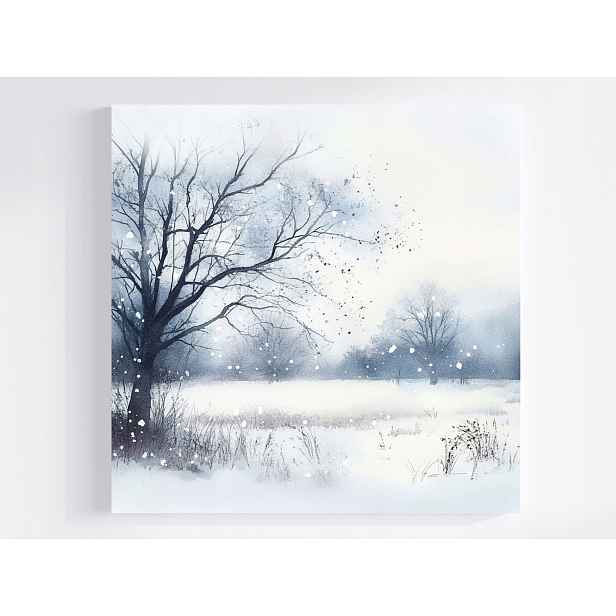 Obraz Na Plátně Canvas Krajina Dřevo Zima Sníh Závěje Mráz 50x50