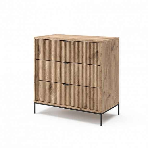 Vicco KOMODA Eliza, Dub Viking, 80 x 81.2 cm se 3 zásuvkami