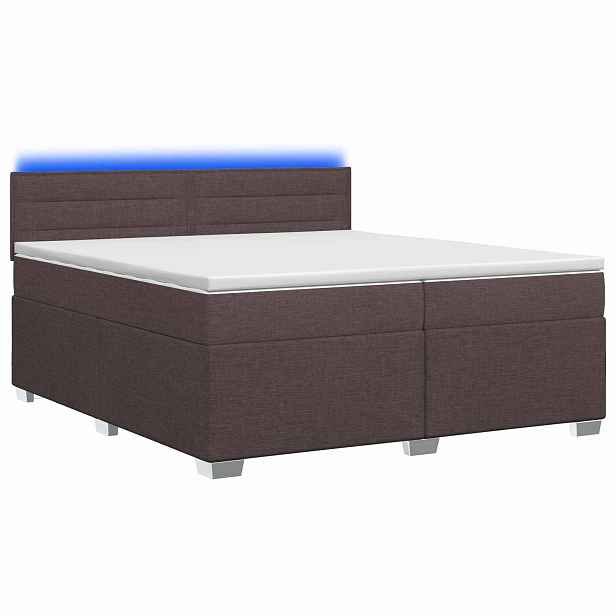 vidaXL Box spring postel s matrací a LED Tmavě hnědá 200 x 200 cm