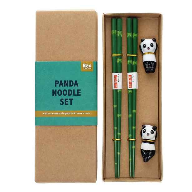 Zelené dřevěné hůlky v sadě 2 ks pro 2 osoby Panda – Rex London