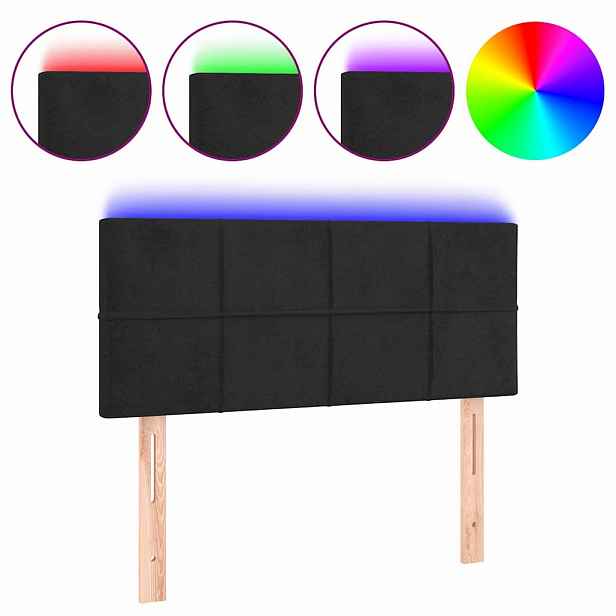 vidaXL Čelo postele s LED černé 80 x 5 x 78/88 cm samet